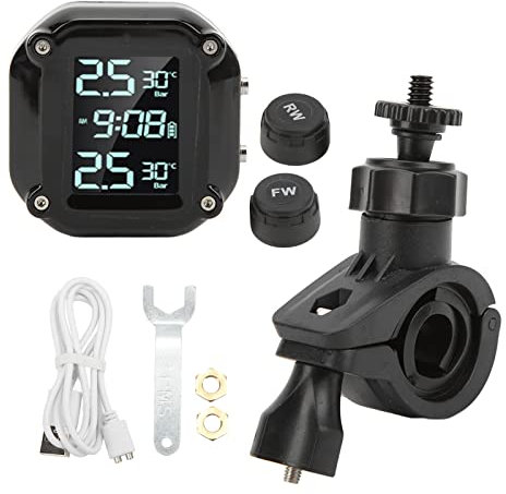 di controllo pressione pneumatici moto LCD IP67 impermeabile TPMS sicurezza guida 2 sensori ricarica USB
