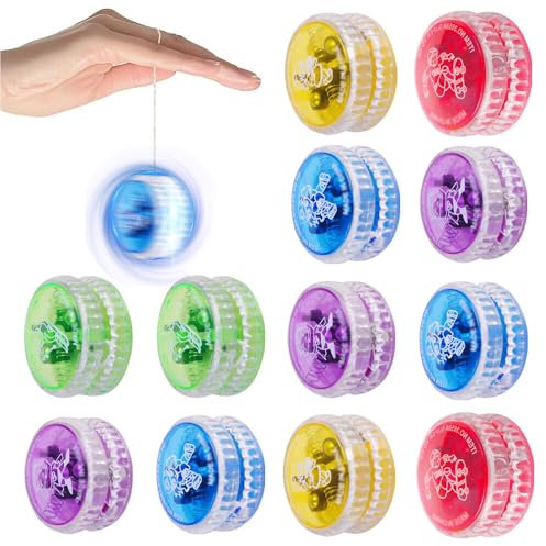 TGKYK LED Licht Jo-Jo, 12 Stück Leuchtend YoYo für Kinder, Kunststoff Responsive Yoyo, Anfänger Tombola Preise Geburtstag Party Gastgeschenk (Farbe Zufällig)