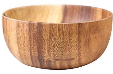 Cuenco de madera de acacia natural, cuenco de madera de grano de madera, plato de frutas, arroz, ramen, ensalada, vajilla de cocina, cuenco de madera de acacia natural