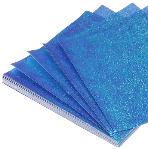 sourcing map 50 fogli di carta glitterata per origami, 10 x 10 cm, lucida, quadrata, pieghevole, iridescente, per fai da te, decorazioni artigianali, colore blu scuro