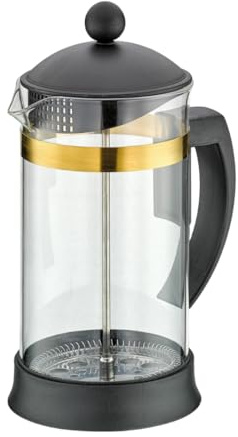Cilio Kaffeebereiter MARIELLA ORO – 1L, 8 Tassen - Stillvolle Kaffeepresse aus Borosilikatglas/Rand gold - French Press für Kaffee und Tee
