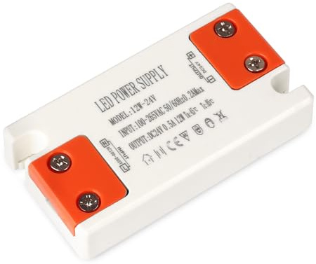 SUCIKORIO LED Transformador 220V a 24V 12W Fuente Alimentacion Ultradelgado | Fuente de Alimentación Constante AC 220V a DC 24V 0,5A LED Driver Power Supply Controlador de Bajo Voltaje para Tira de LED