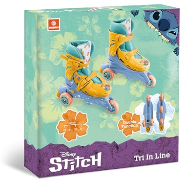 Mondo Toys - STITCH 3IN LINE SKATES Pattini in linea doppia funzione regolabili da 29 al 32-28755
