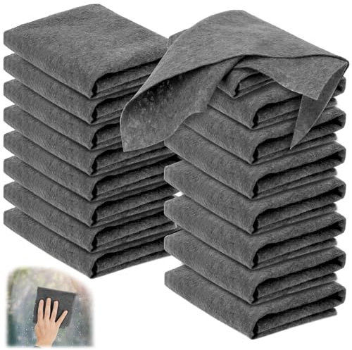 QWORK® 15 Pièces Chiffon en Microfibre, 30x30cm Chiffon de Nettoyage Magique, pour Verre, miroirs