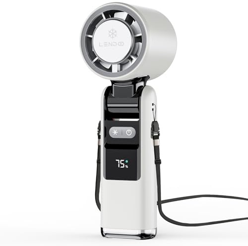 LENDOO Tragbarer Turbo Handventilator, Mini Handventilator Ventilator, Wiederaufladbar, Kleiner Taschenventilator Mit 5 Geschwindigkeitsstufen, Faltbarer USB-Ventilator für Büro,Outdoor