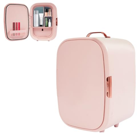 Armanyya Mini frigorifero da 12 l, piccolo frigorifero per cosmetici, Skincare Fridge, silenzioso, fresco e caldo per stanza, DC12 V/AC220-240 V, per camera da letto, ufficio, dormitorio, auto, rosa