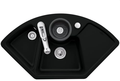 Villeroy & Boch Solo Eck Ebony - 6708 02 S5 Keramikspüle Exzenterbetätigung