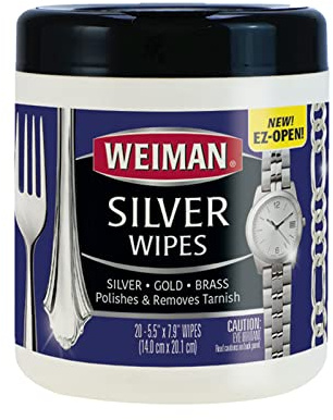 Weiman Silver Wipes for Cleaning and Polishing Jewelry, Sterling, Plate and Fine Antique Silver - 20 Count