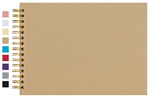 potricher 12.2 x 8.5 Inch Large DIY Scrapbook Photo Album 80 Pages Thick Kraft Paper Scrap Book Albums for Wedding Anniversary Family and Baby (Brown)