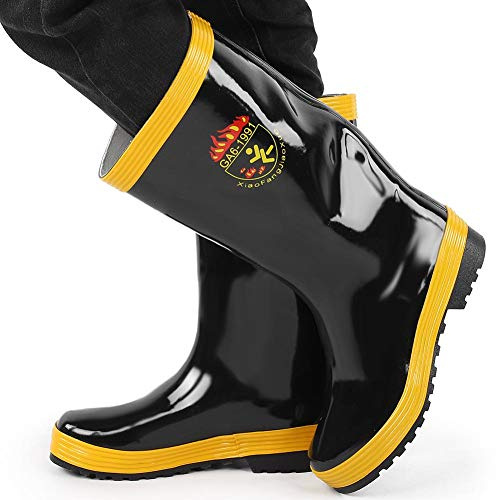 Safety Boots, Fire Fighting Rubber Boots Non-Slip High Temperature Rubber Safety Shoes for Firefighter (39)