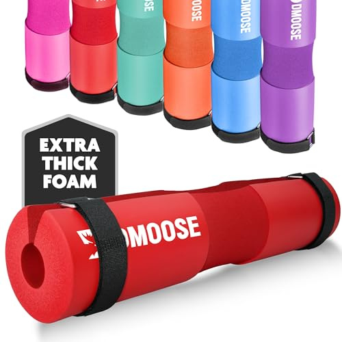 DMoose Fitness Barbell Pad for Hip Thrust, Squat & Lunges - Non-Slip Thick Foam Cushion for Neck and Back Support with Two Straps - Hip Thrust Pad for Leg Day - Fits All Olympic Bars and Smith Machine
