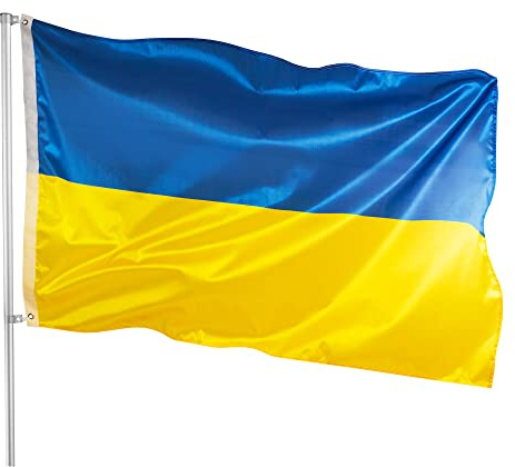 PHENO FLAGS Premium Ukraine Flagge 90x150cm - wetterbeständige Fahne mit Messingösen, 100% Polyester, robuste Doppelnaht & in lebendigen Farben - ideal für Flaggen-Liebhaber, Ukrainer & Freunde