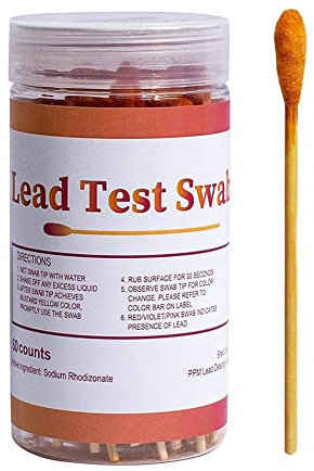 Bleifarbe Test-Kit mit 60 Stück Testtupfer für lackierte Oberflächen Tauchen in Wasser Blei-Farb-Test-Kit zum Testen von Hausfarbe und Metall, einfach zu bedienen, schnelle Testergebnisse in 30S