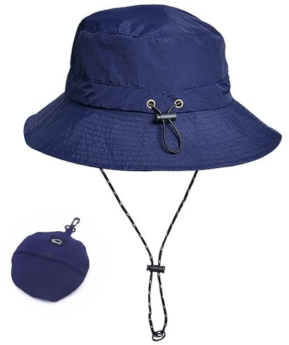 WANYIG Sonnenhut Damen Herren UV Schutz Faltbar Safari Hut Wasserdicht Sommerhut Wanderhut Anglerhut Outdoor Buschhut Schnell Trocken 55-58CM