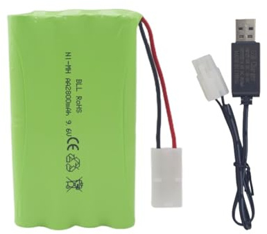 ZYGY 1PCS 9.6V 2800mAh AA Akku mit Tiangong Stecker und USB Ladekabel passend für RC Spielzeugautos, LKWs, Tanks, Ingenieurfahrzeuge, Fernsteuerungsschiffe