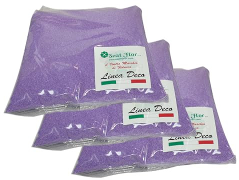 Seat Flor srl® Färgsand för dekoration av vaser 0,5 mm påse med 3 kg (25 färger tillgängliga) (lila)