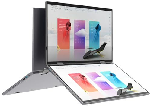Touchscreen IPS da 10,5 pollici per laptop a 360° doppio schermo Windows 10/11 2 in 1 Tablet PC Notebook Mini computer da ufficio,14+14″-16G+1TBG