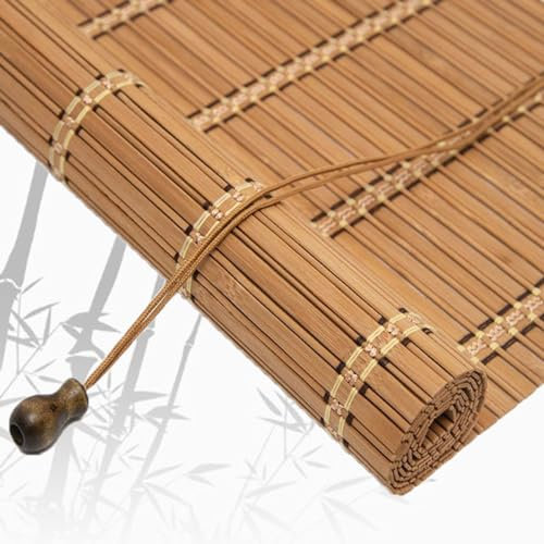 Natur Bambusrollo, Bambus Rollo aussenbereich, Holz Jalousie Sonnenschutz Rollo für küche Fenster Terrass Innen