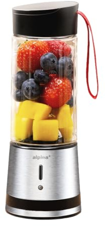 alpina Blender to Go 300 ml Mini Mixeur Rechargeable USB - Smoothie Mixer Portable 125 W - Mixeur en Acier Inoxydable avec 1 Vitesse - Argent