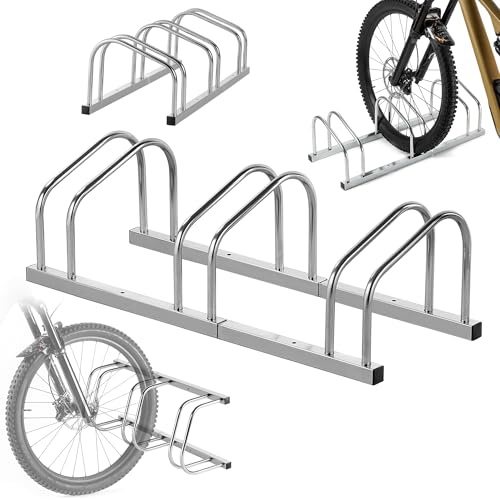 KADAX Support de vélo pour 3 vélos, pour montage au sol ou au mur, en acier galvanisé pour pneus d'une largeur maximale de 65 mm, support de vélo