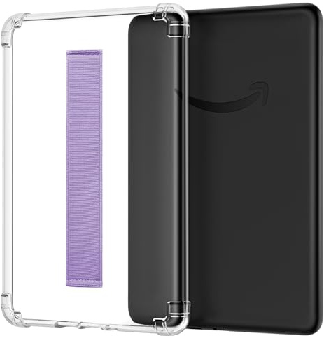MoKo Hülle für Kindle 6 (11. Gen, 2024/2022) mit Handschlaufe, Taro Lila | Ultradünne, Klare, Flexible, Transparente TPU-Schutzhülle mit Handschlaufe