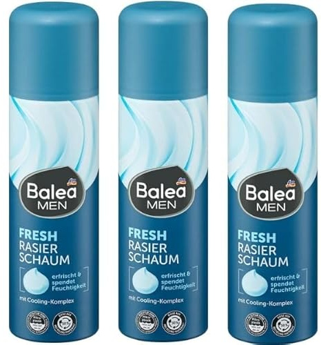 BaleaMEN Fresh Rasierschaum Fresh mit Cooling-Complex, Feuchtigkeitsspendend, Für jede Haut 3x300ml