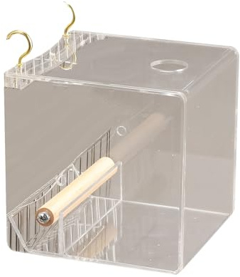 Scatola di cibo per uccelli antipolvere Appendibile Alimentatore automatico Contenitore anti-fuoriuscita con pesce persico in piedi