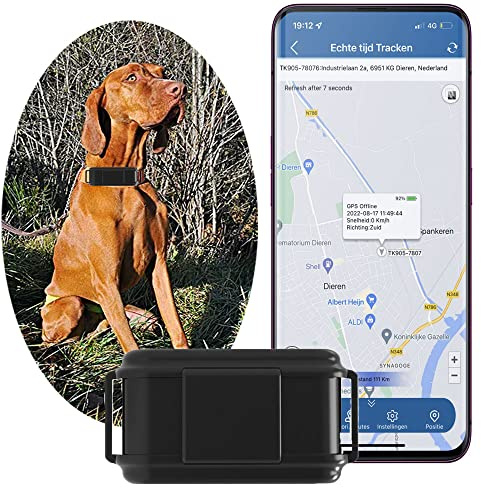 TKMARS GPS 4G Dog Tracker, 2-Way Call, IP67 Waterproof, Real-Time Tracking, Geofence, Voice-Light Alarm, No Subscription, 25 Days Standby.