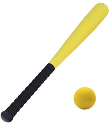 BDJXOZYH Juego de bate de béisbol y pelota de espuma para niños, juguete para ejercicios en interiores y exteriores, color amarillo, 54 cm
