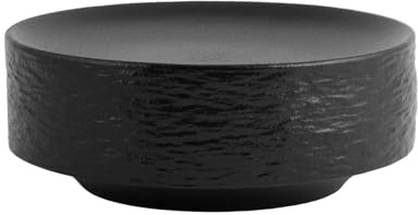 H&H Lot de 2 assiettes creuses de présentation Skin – Ø 15 x H 4,5 cm – Porcelaine noire – Compatible lave-vaisselle & micro-ondes