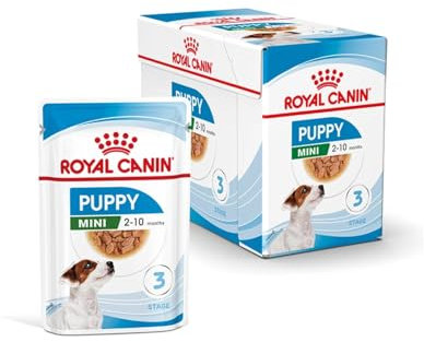 Royal Canin Mini Puppy | 12 x 85 g | Nassfutter für kleine Hundewelpen | Bis zum 10. Lebensmonat | Feine Stückchen in Soße | Weiche Textur für die Milchzähne