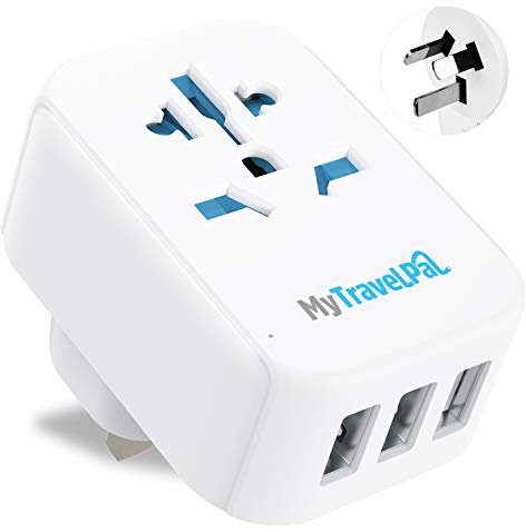 MyTravelPal UK to Australia Plug Adapter with USB | UK Safety Standards | China Australia Travel Adaptor with USB | Safe & Grounded Type I Travel Adapter Plug | Australian New Zealand Fiji Argentina