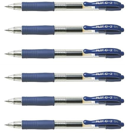 Pilot Gel-Kugelschreiber, G2, 05, feine Spitze, Blau, 6 Stück