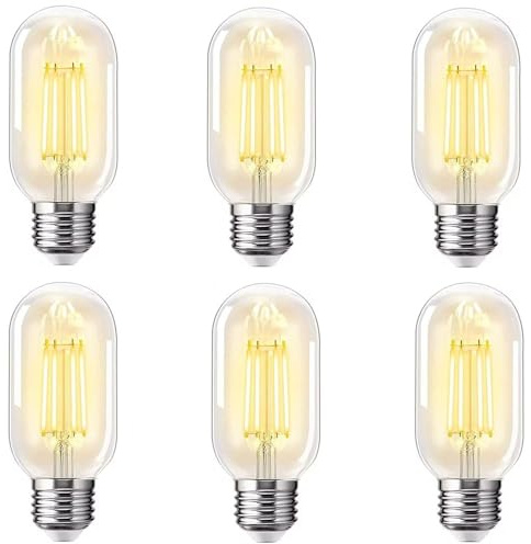 NOTOC E26 LED Light Bulb 4W,Equivalent 40W,E26 Tubular Light Bulb Non Dimmable 2700K Warm White,Antique Clear Edison Filament Bulb,Pack of 6