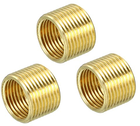 MECCANIXITY Thread Reducing Nuts Insert M14 x 1mm Male to M12 x 1mm Female Brass Adapters 10mm Long Pipe Fitting Conversion Sleeve Reducer, Pack of 3