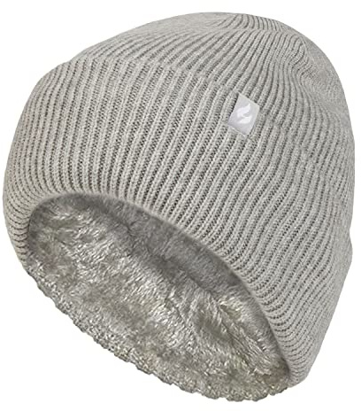 HEAT HOLDERS Beanie Mütze für Damen mit Heatweaver Fleecefutter Modische Damen Umsatz Cuff Mütze (Einheitsgröße, Hellgrau)