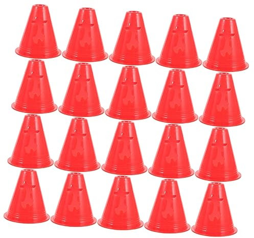 BCOATH 20 Stück Kleiner Kunststoffkegel Rot 8cm Hoch Glatt Für Rollschuh Und Fußballtraining Sporttraining Straßentraining