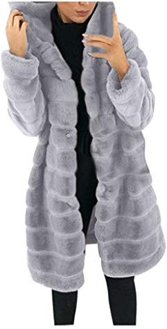 LZPCarra Pelzmantel Damen Kunstpelz Jacke Faux Fur Cardigan Pelzjacke Lang Teddyfell Felljacke Stepp Fellmantel Herbst Winter Elegant Felljacke Wintermantel Mantel Steppjacke Mit Kapuze
