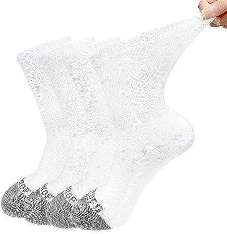 ZFSOCK Calze Uomo Senza Elastico Diabetici: 90% Cotone Calzini Senza Cucitura Donna Extra Larghi Comodi Foderato in Spugna Bianco Grigio 4 Paia 47-49