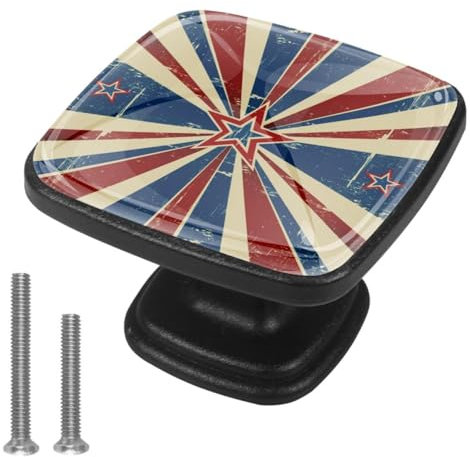 suojapuku Pomello quadrato per mobile, confezione da 4,modello di bandiera,Ferramenta per armadietti da cucina per maniglie per cassettiere e cassettiere