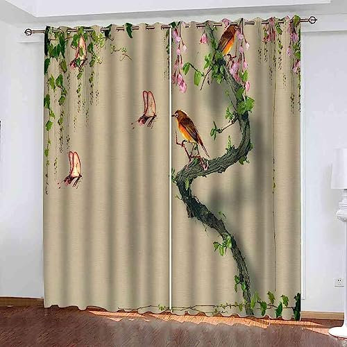 Vorhang, Kinderzimmer, 3D Tier Vogel 140 X 160 cm Kindervorhänge Mit Ösen, Polyestervorhänge, Wärmeschutzvorhang, Blickdichter Vorhang Mit Ösen, Kindervorhänge Für Wohnzimmer, 4U0S/I8O