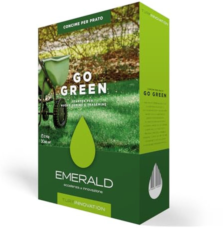Emerald GO GREEN TurfInnovation, Concime per Prato Starter per nuove Semine e Trasemine,rilascio programmato per nutrizione costante,2kg (80mq) (3)