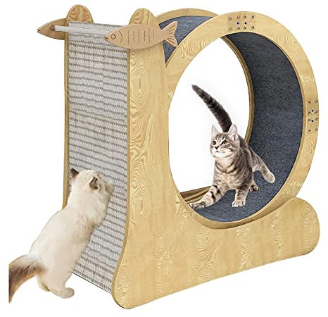 Hundelaufband Laufrad für Katzen, Laufband für Haustiere, Spielzeug für Katzen, Abnehmgerät mit Kratzbaum und Laufbahn mit Teppichboden für Laufen und Bewegung in Innenräumen