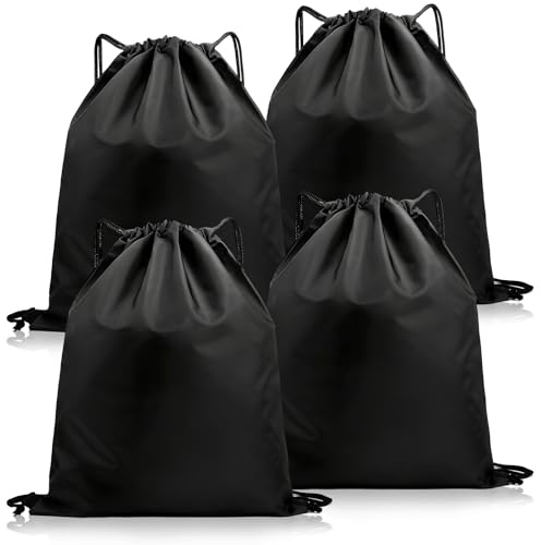 ASelected Große Aufbewahrungstasche, 50 cm x 60 cm, Kleiderbeutel mit Kordelzug, Oxford-Stoff, Aufbewahrungstasche für Kleidung, Schuhe, Spielzeug, Schwarz, 4 Stück