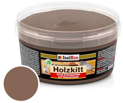 Isolbau Mastic pour bois 250 g - Mastic extérieur et intérieur - Réparation bois - Prêt à l'emploi - Séchage rapide - Wengé (n°
