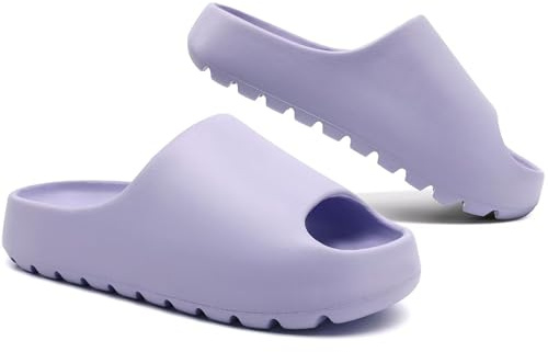 Uonesone badtofflor kvinnor män, molnskor damer tofflor moln halkfria snabbtorkande superbekväm tjock sula sommar tofflor trädgård badskor, lila, 40/41 EU