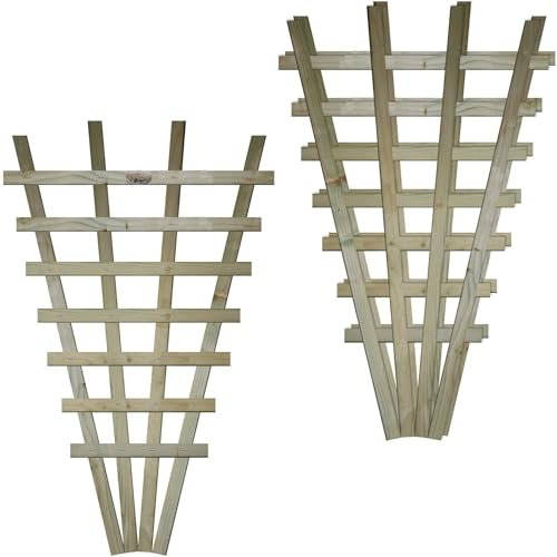 Small Fan Shaped Pack of 3 2x3ft (W: 2ft x H: 3ft) Frameless Decorative Lattice Trellis Panel Plant Grown Wall/Fence Art with Reduced Privacy Squares Width 610mm x Height: 990mm