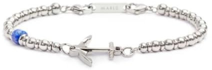 NADIR Bracciale Unisex Marlù 30BR0009 in Acciaio con Ancora Centrale e Pietre Silver