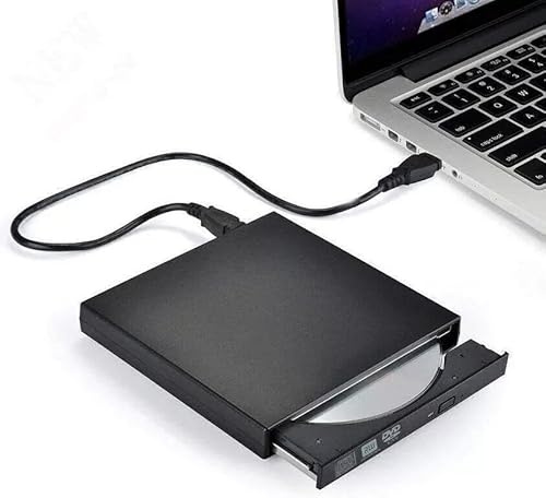 USB External DVD CD Drive for Laptop PC Slim Portable Optical Disc Burner, Player & Reader with USB 2.0 Connection Compatible for Windows for Mac