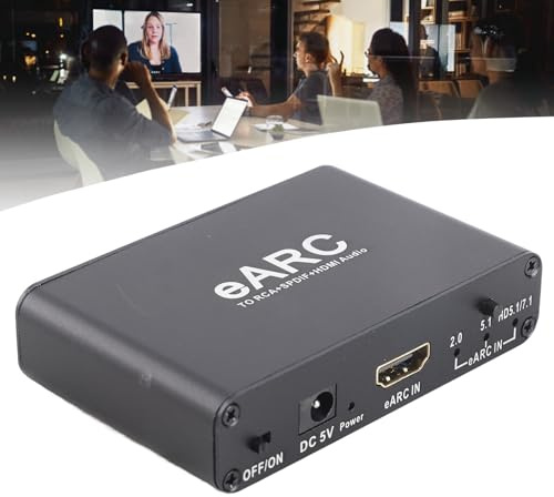 Ejoyous Adattatore di Interfaccia Multimedia HD Convertitore ARC ARC EARC con Uscita Ottica da 3,5 Mm per Suono Hifi a 24 Bit 192kHz con Controllo del Volume del Telecomando TV